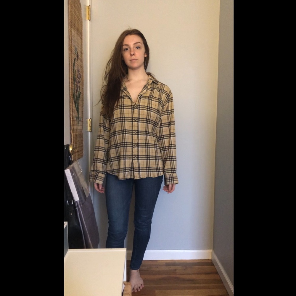 Tan white black flannel